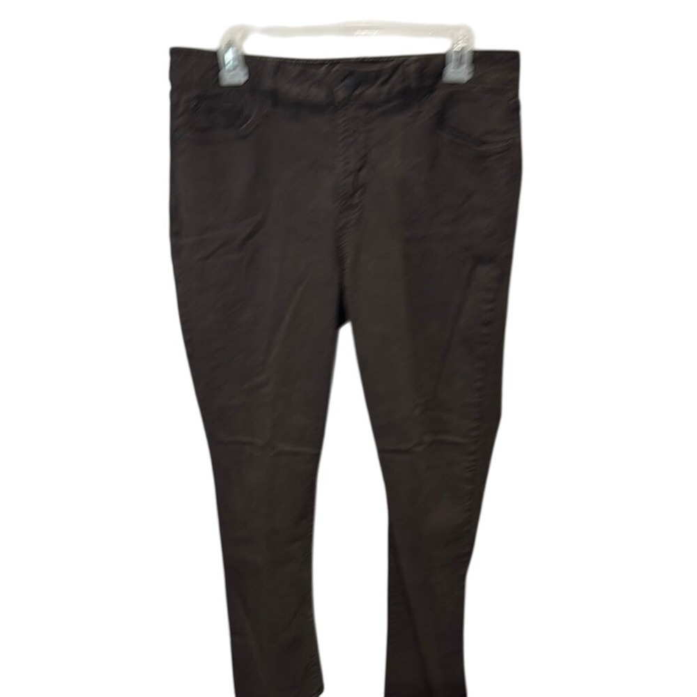 NYDJ Billie Mini Bootcut Brown Pants Trousers White Stitching Size 14